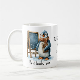 Taza De Café Mejor maestro jamás diseño de pingüino de invierno