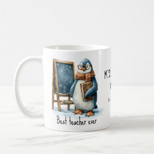 Taza De Café Mejor maestro jamás diseño de pingüino de invierno