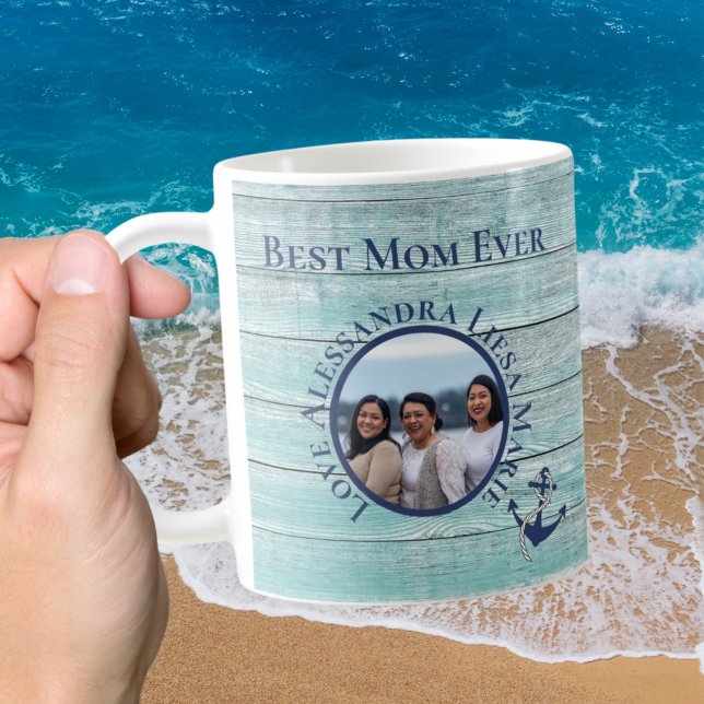 Taza De Café Mejor Mamá Ancla Náutica De Madera Verde azulada (Subido por el creador)