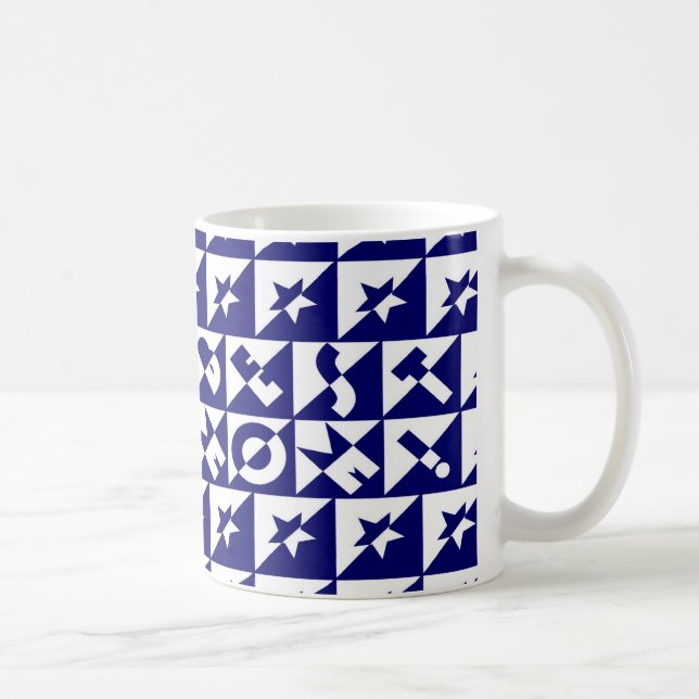 Taza De Café Mejor Mamá Azul con Patrón Blanco y Mug Estrellas (Derecha)