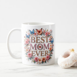 Taza De Café Mejor Mamá Cita Mariposas y flores