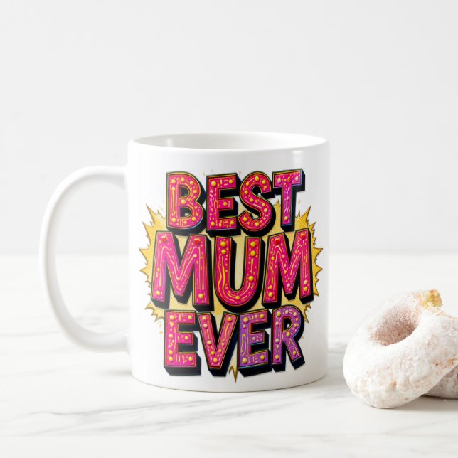 Taza De Café Mejor Mamá Cita Púrpura Rosa Rojo (Con donut)