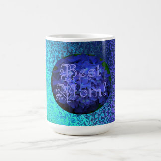 Taza De Café Mejor Mamá con fondo de flores azules