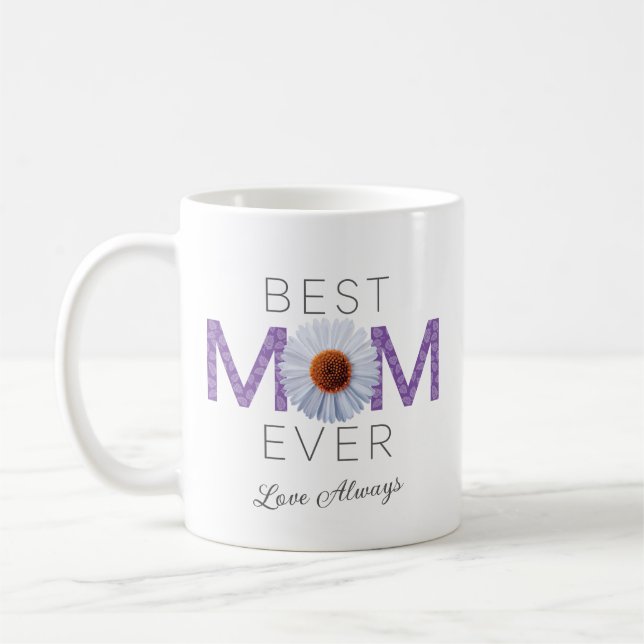 Taza De Café Mejor Mamá Con Imagen De Daisy (Purple V2) (Izquierda)