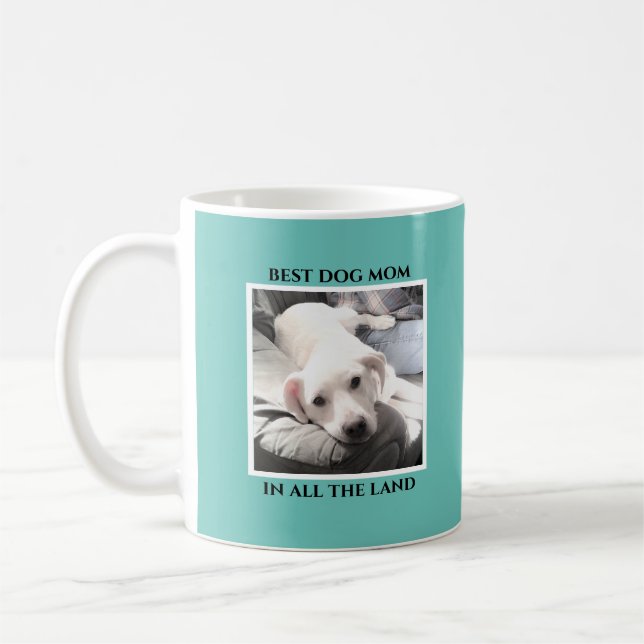 Taza De Café Mejor Mamá Corazón Azul Verde azulado De Cachorro  (Izquierda)