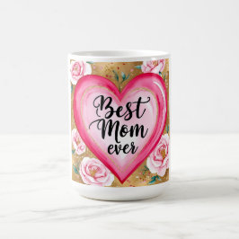 Taza De Café "Mejor Mamá de la Historia" Café Corazón Floral Mu