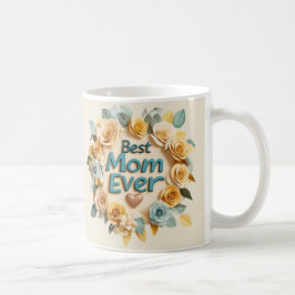 Taza De Café MEJOR MAMÁ DE LA HISTORIA - Floral 3D Amarillo y V
