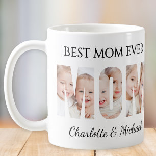 Taza De Café Mejor Mamá del Mundo 3 Fotos Letras Recortadas 