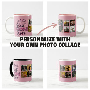 Taza De Café Mejor Mamá del Mundo Collage de Fotos Floral Rosa