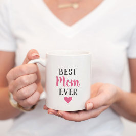 Taza De Café Mejor Mamá del Mundo Corazón con Letra Rosada