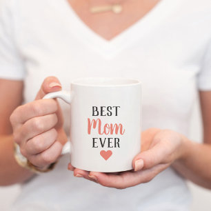 Taza De Café Mejor Mamá del Mundo Corazón con Letra Script