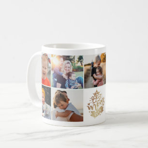 Taza De Café Mejor Mamá del Mundo Letras Doradas 9 Fotos Collag