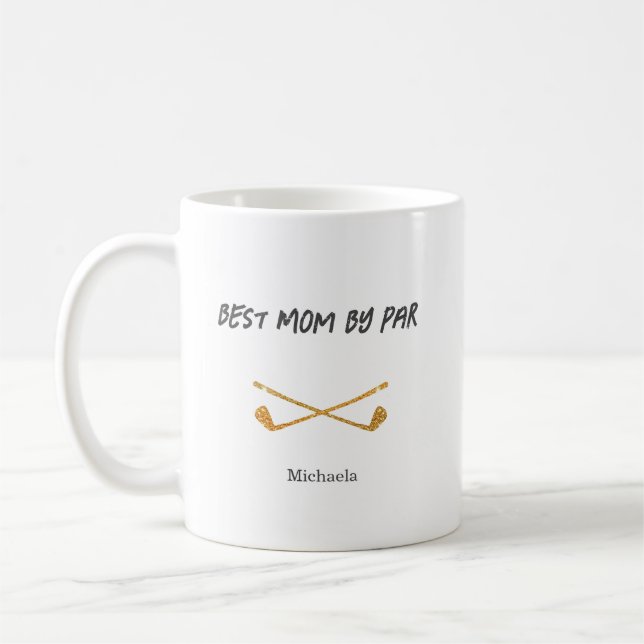 Taza De Café Mejor Mamá del Purpurina Par Golf (Izquierda)