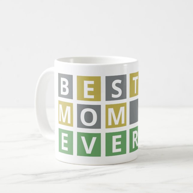 Taza De Café Mejor Mamá divertida de la historia - Mamá Wordle (Anverso izquierdo)