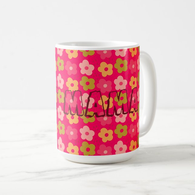 Taza De Café Mejor Mamá Flores Rojas Rosa (Anverso derecho)