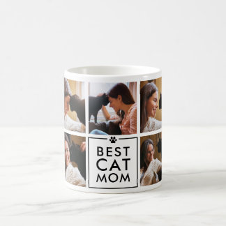Taza De Café Mejor Mamá Gata Moderna Collage de 7 Fotos