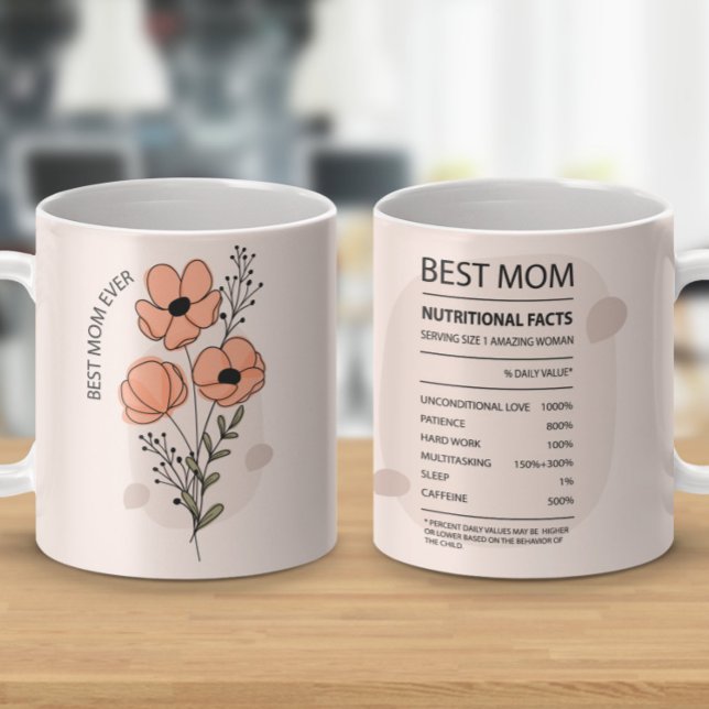 Taza De Café Mejor Mamá, Hechos Nutritivos, Mug. (Subido por el creador)