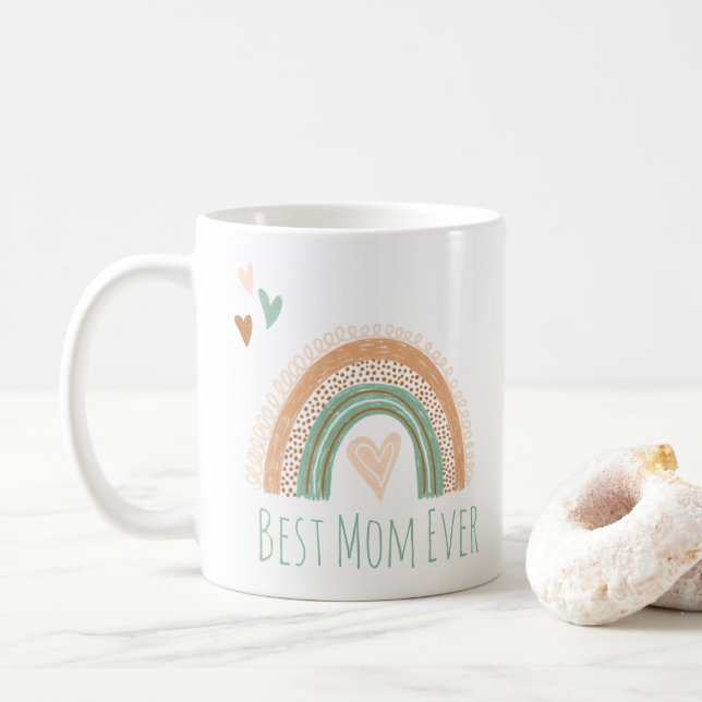 Taza De Café Mejor Mamá Jamás Boho Café Arcoiris Mug (Con donut)