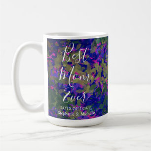 Taza De Café Mejor Mamá Jamás Morado Azul Jardín Floral