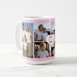 Taza De Café Mejor mamá jamás plantilla de foto rosa 6 personal