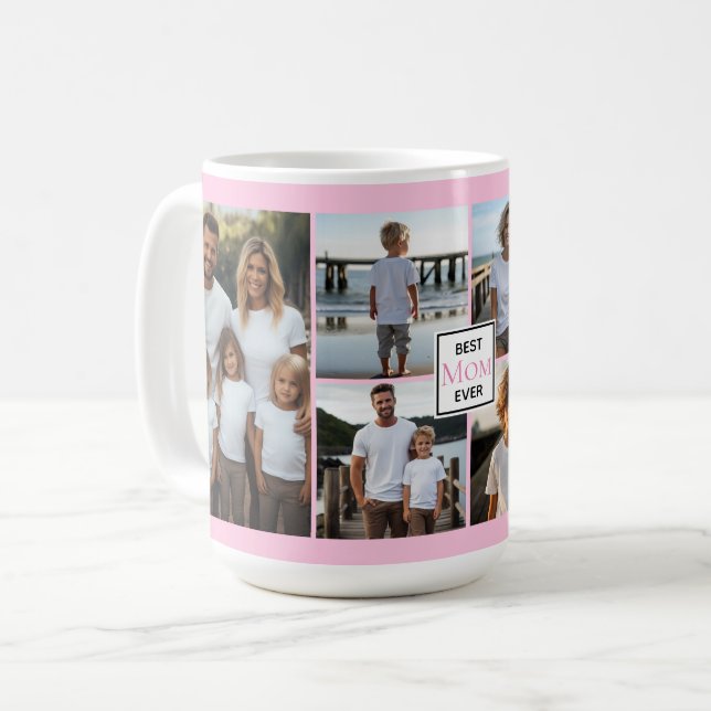 Taza De Café Mejor mamá jamás plantilla de foto rosa 6 personal (Anverso izquierdo)