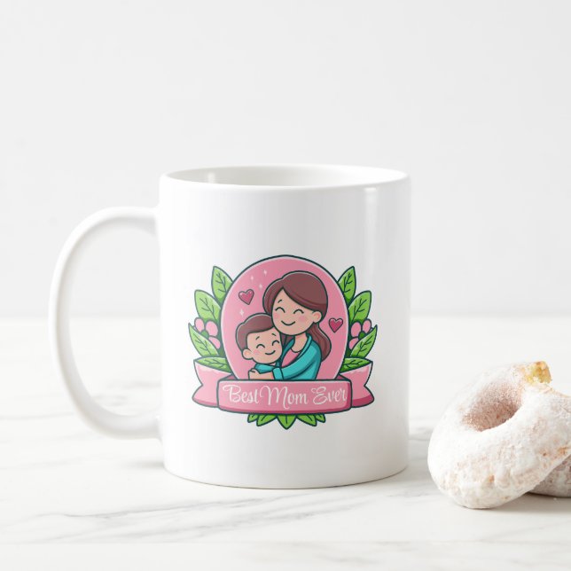 Taza De Café Mejor Mamá, Mamá Y Niño, Personalizado (Con donut)