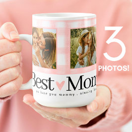 Taza De Café Mejor Mamá Nunca 3 Foto Día de la Madre Gingham He