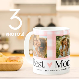 Taza De Café Mejor Mamá Nunca 3 Foto Día de la Madre Gingham He