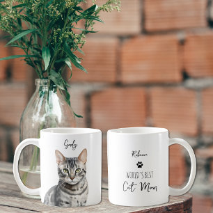 Taza De Café Mejor Mamá/Papá, Personalizado de gato de pelo cor