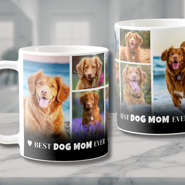 Taza De Café Mejor Mamá Perro 8 Fotocolage (Best Dog Mom 8 Photo Collage Coffee Mug)