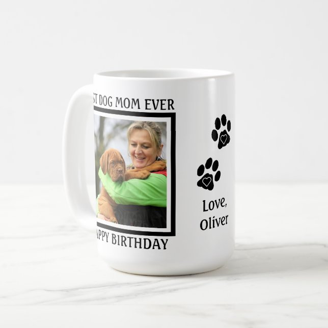 Taza De Café Mejor Mamá Perro - Feliz cumpleaños - Hermosa Madr (Anverso izquierdo)