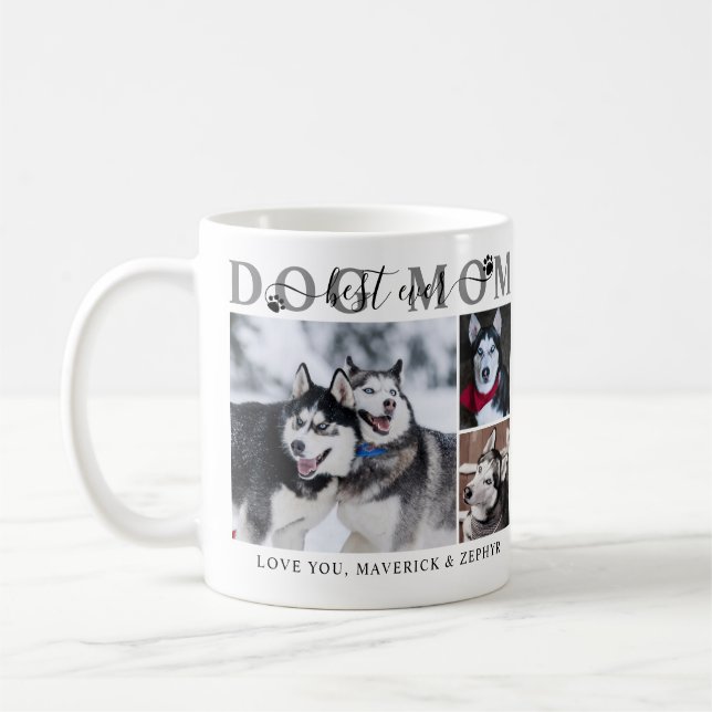 Taza De Café Mejor Mamá Perro Guión Nombre 3 Fotos (Izquierda)