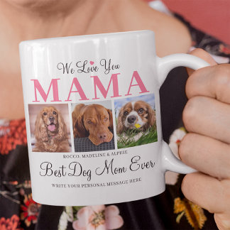 Taza De Café Mejor Mamá Perro Personalizado 3 Collage de fotos 
