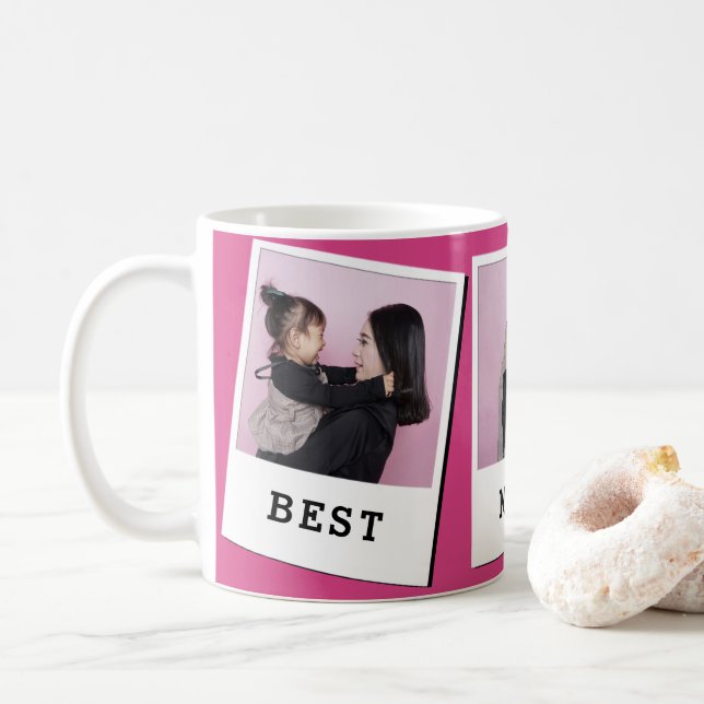Taza De Café Mejor Mamá Personalizado de la Historia 3 Foto Mug (Con donut)