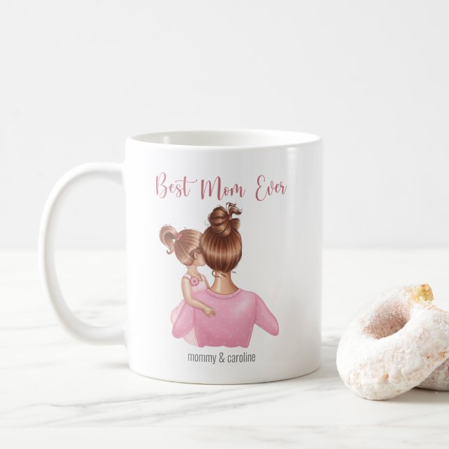 Taza De Café Mejor Mamá Que Nunca Pink Personalizada (Con donut)