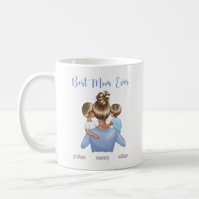 Taza De Café Mejor Mamá Siempre Azul Blanco (Izquierda)