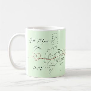 Taza De Café Mejor Mamá Siempre De Moda Una Línea Madre Corazón
