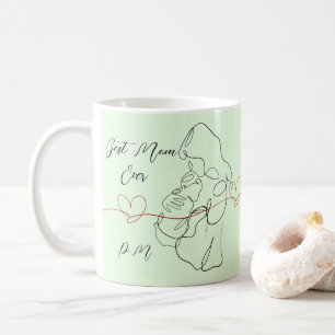 Taza De Café Mejor Mamá Siempre De Moda Una Línea Madre Corazón