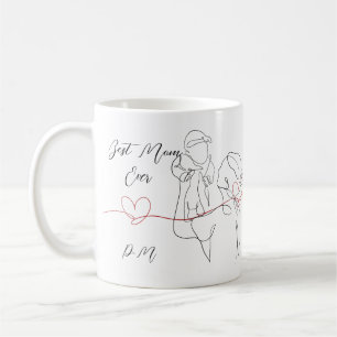 Taza De Café Mejor Mamá Siempre De Moda Una Línea Madre Corazón