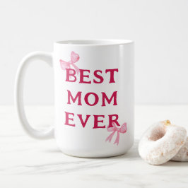 Taza De Café Mejor Mamá Siempre Lazo Rosa Regalo Mínimo Día de