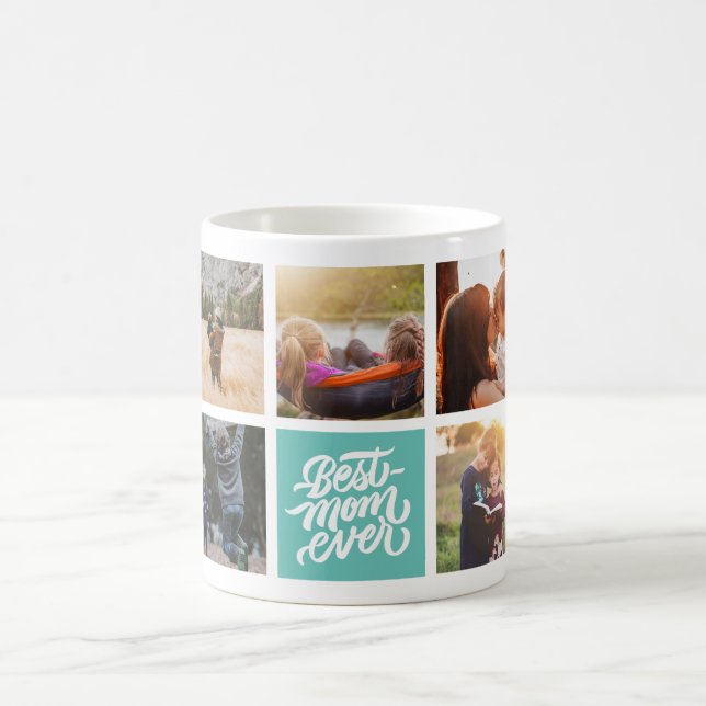Taza De Café Mejor Mamá Siempre Personalizada Collage de fotos  (Centro)