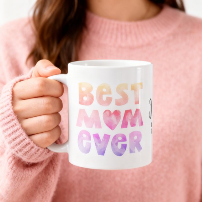 Taza De Café Mejor Mamá Siempre Personalizada Mug (An 11 oz mug is shown, add name and choose size and mug style.)