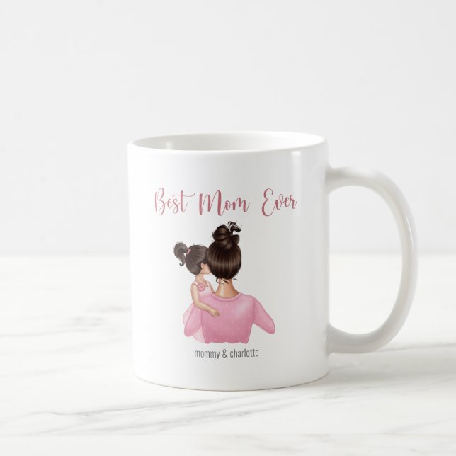 Taza De Café Mejor Mamá Siempre Personalizada Rosa Blanco (Derecha)