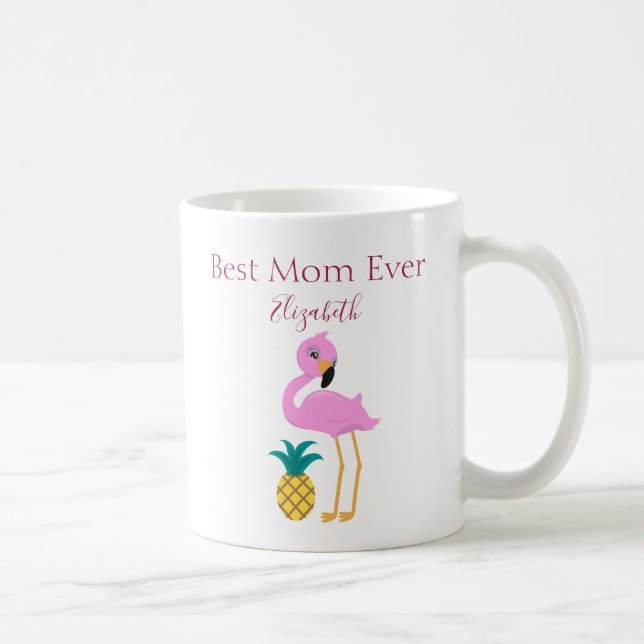 Taza De Café Mejor Mamá Siempre Rosa Flamingo (Derecha)