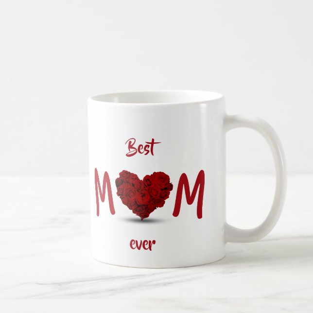 Taza De Café Mejor Mamá Siempre Rosa Heart Bouquet - Mug (Derecha)