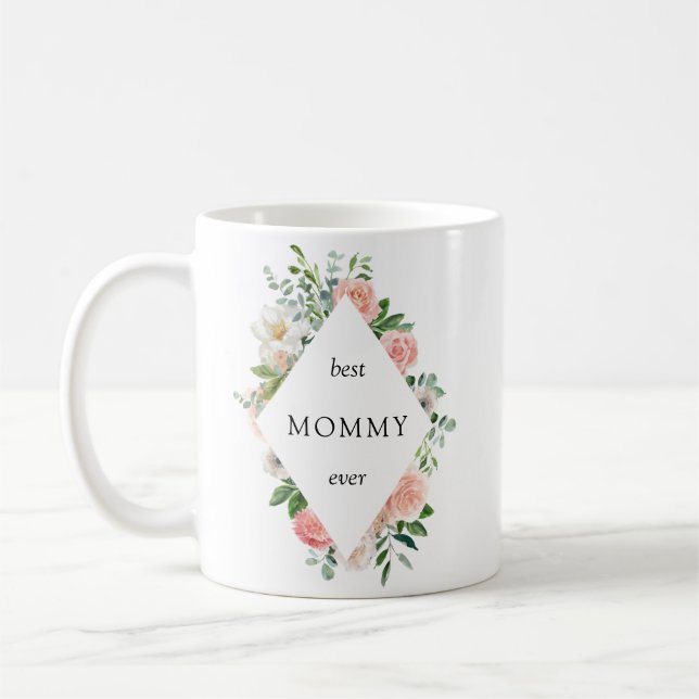 Taza De Café Mejor Mami con Floral Rosa (Izquierda)