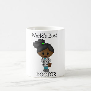 Taza De Café Mejor Médica del mundo - Brunette femenina negra