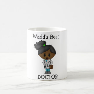 Taza De Café Mejor Médica del mundo - Brunette femenina negra 