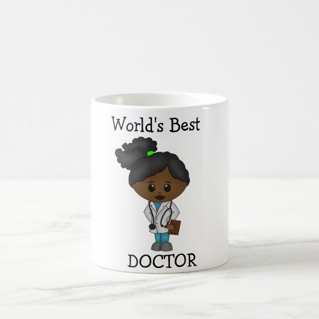 Taza De Café Mejor Médica del mundo - Brunette femenina negra  (Centro)