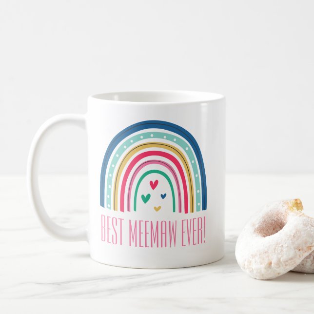 Taza De Café Mejor Meemaw del Arcoíris (Con donut)